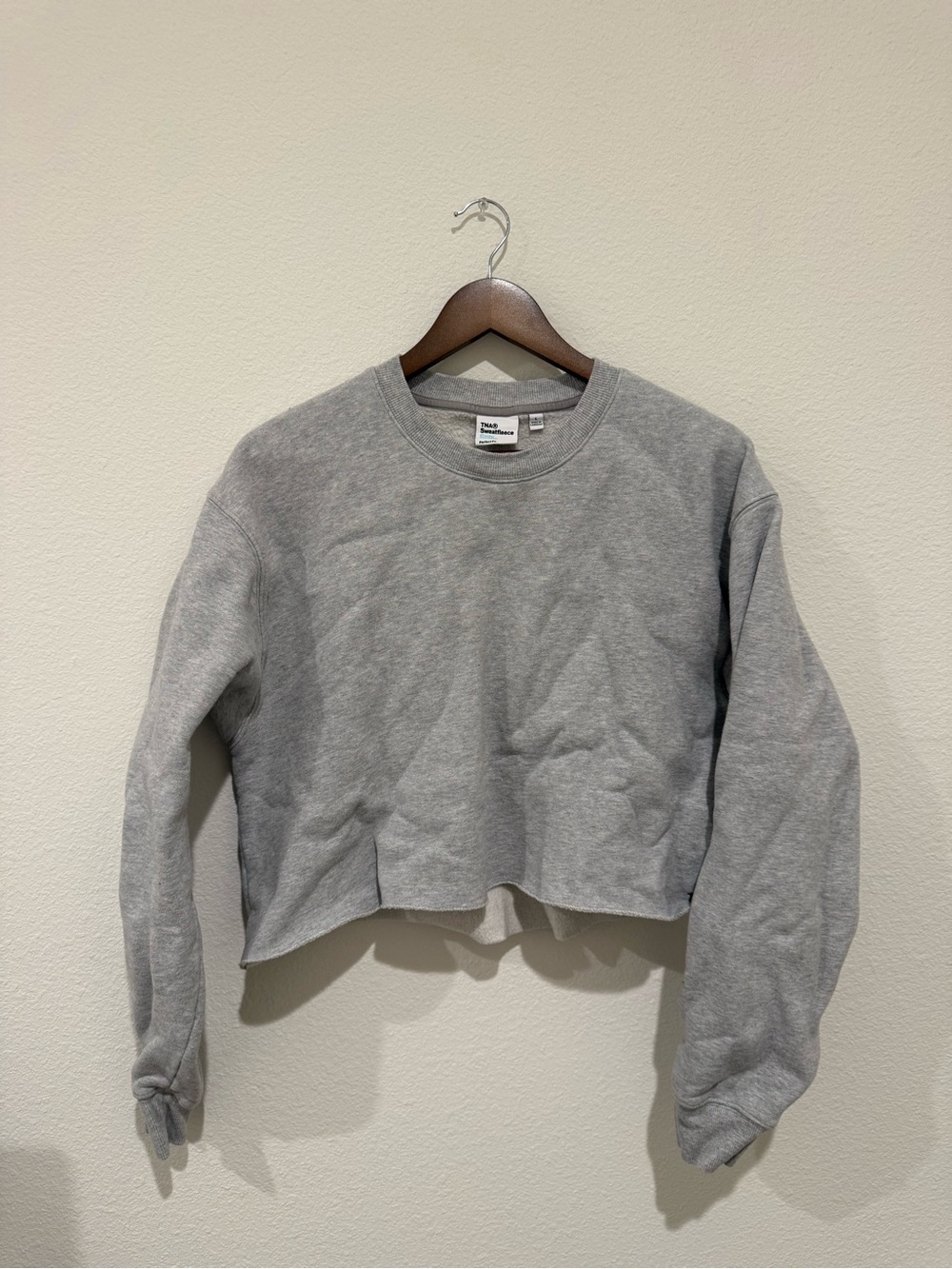 TNA Gray Cropped Crewneck Sweatshirt